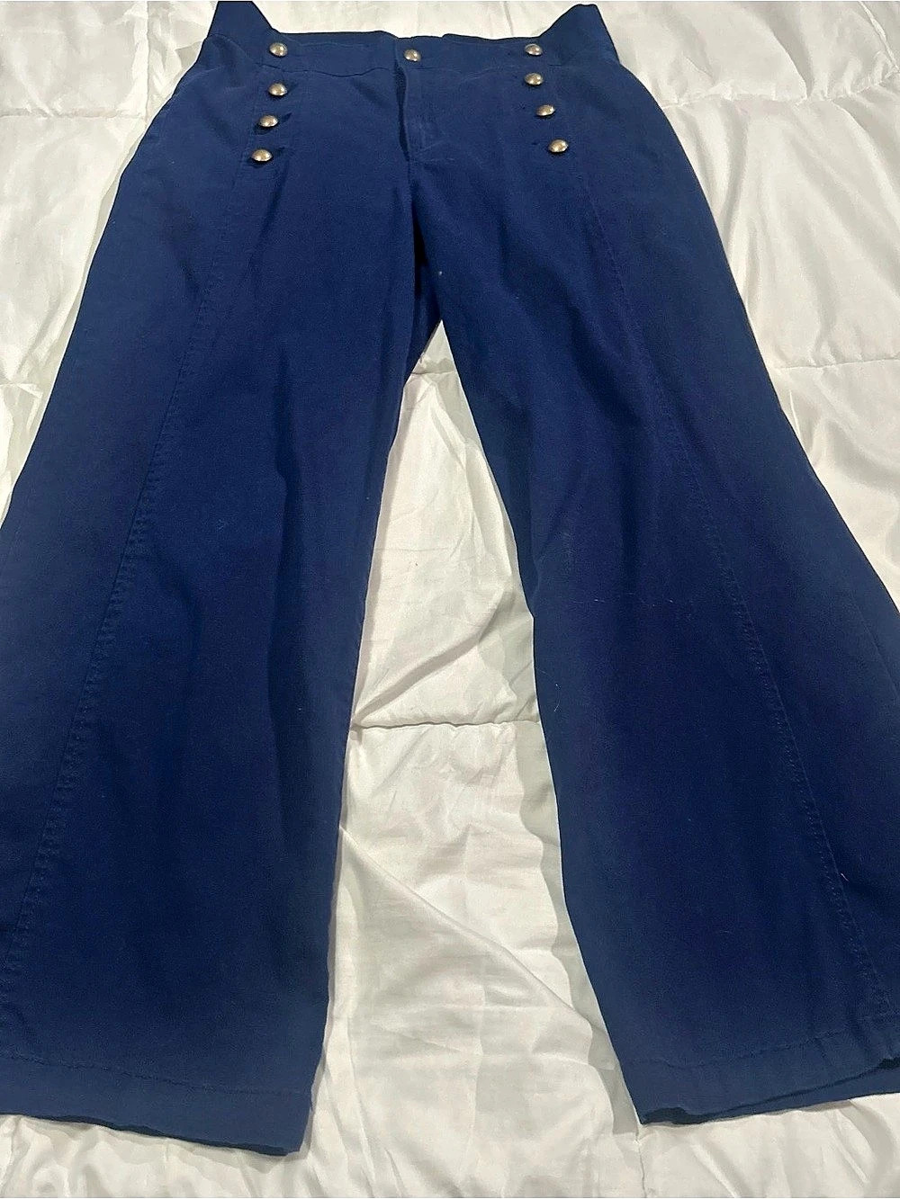 St. John's Bay Wide Leg Pants Cotton Pants in Blue Size 6P Like New